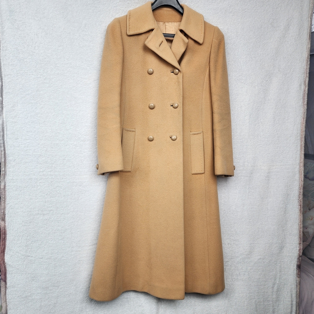 Vintage 80s Size 0/2 Regency Cashmere Long Tan Trench Coat